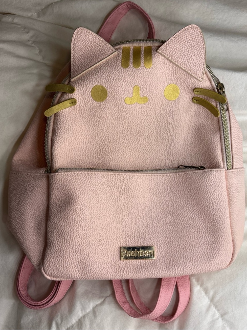 Pusheen Pale Pink Mini Backpack with Gold Accents